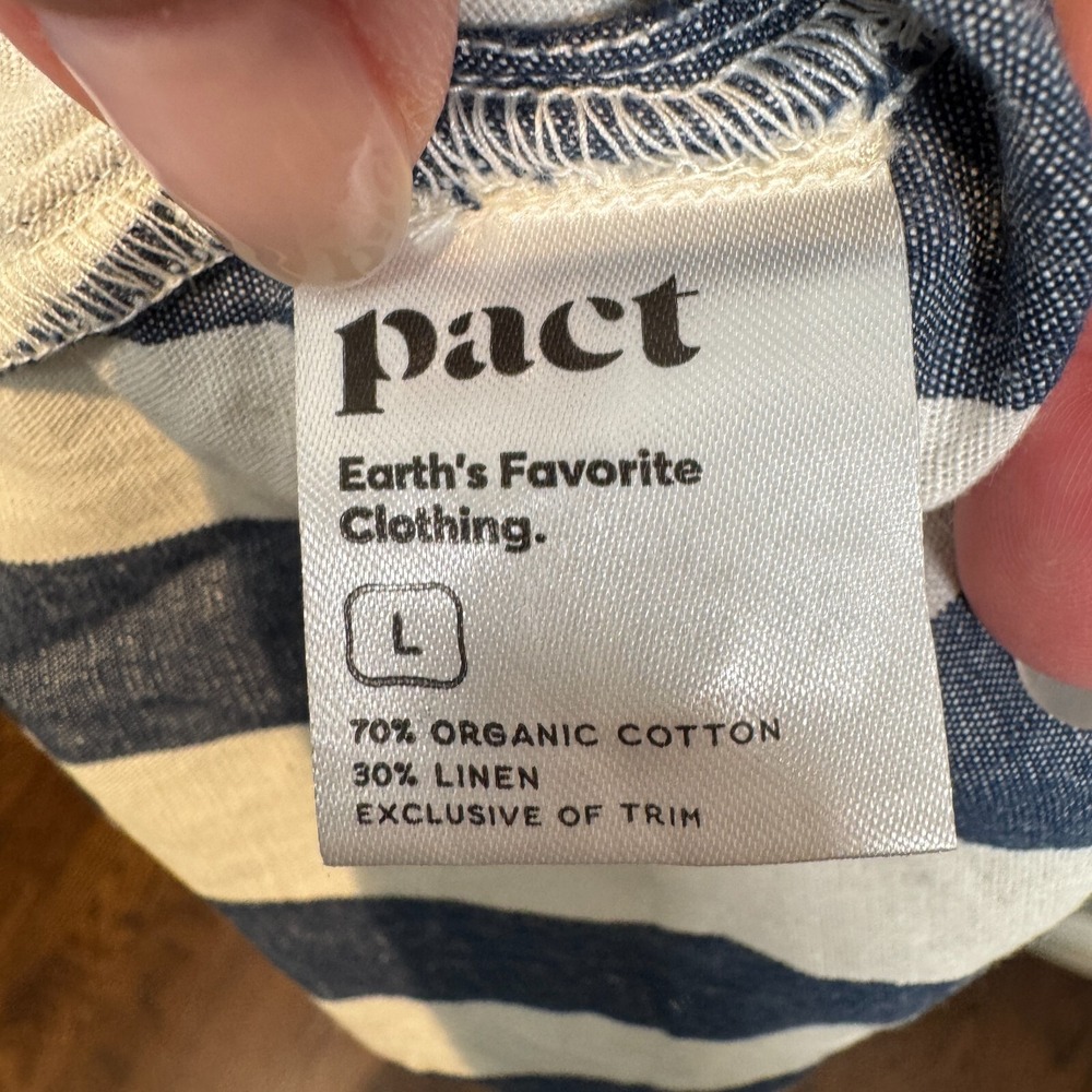 Pact Navy and Cream Striped Smocked-Back Midi Dress - Picture 8 of 9